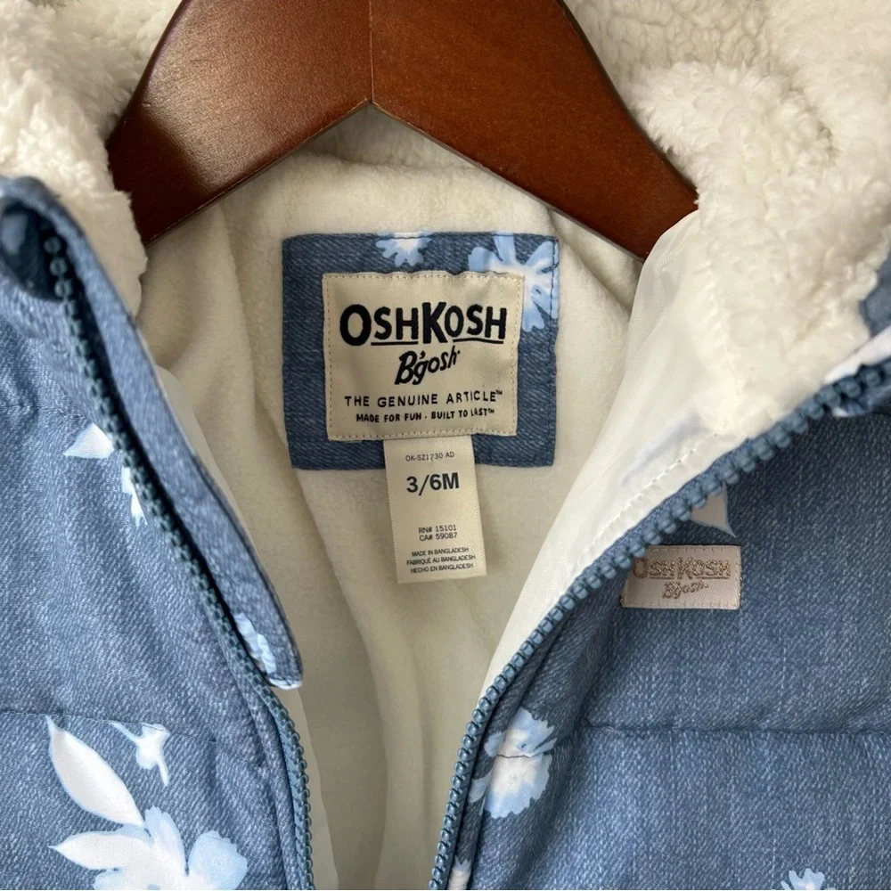Osh Kosh Floral Bunting Snowsuit One Piece Jacket NWT Baby 3-6 Months